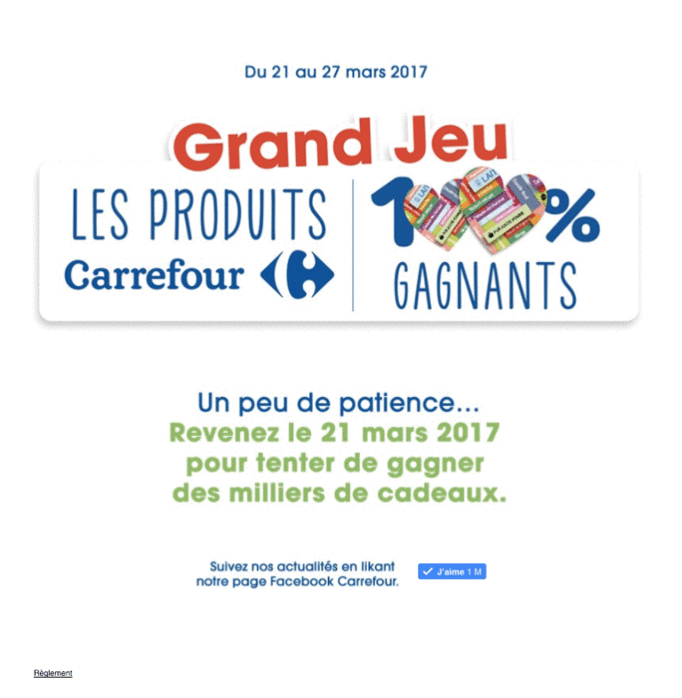 CARREFOUR a organisé le jeu concours N°15945 – CARREFOUR grandes surfaces