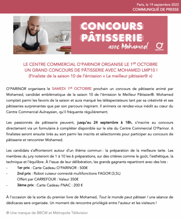 CENTRE COMMERCIAL a organisé le jeu concours N°13924 – CENTRE COMMERCIAL O’PARINOR